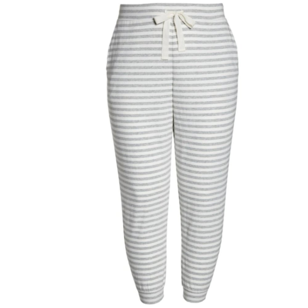 J. Crew Dreamy Stripe Pajama Jogger Pants In Ivory Graphite EUC S